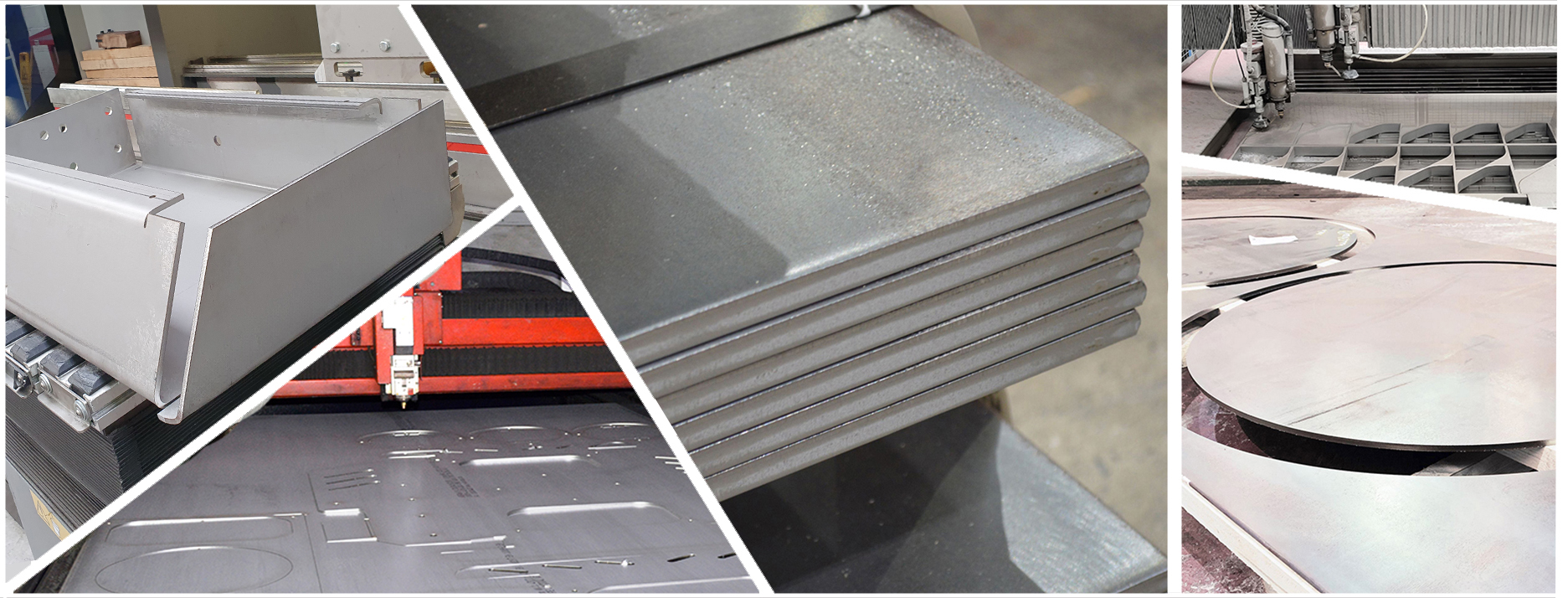 Collage of stainless steel components, sheets and processes