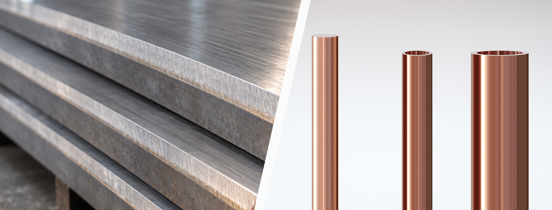 Steel bi-metalic plates and copper tubes